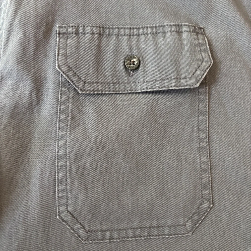 Wrangler Mens L Short Sleeve Shirt Gray Sun Washed Relaxed Fit   NWT Workwear
